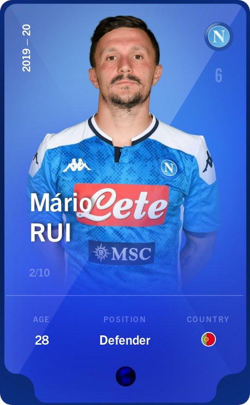 Sorare - Sorare Official - Mário Rui 2019-20 • Super Rare 2/10 - NFT # 45688176415181347777272119257173265712327524860384175514467414285883470991394