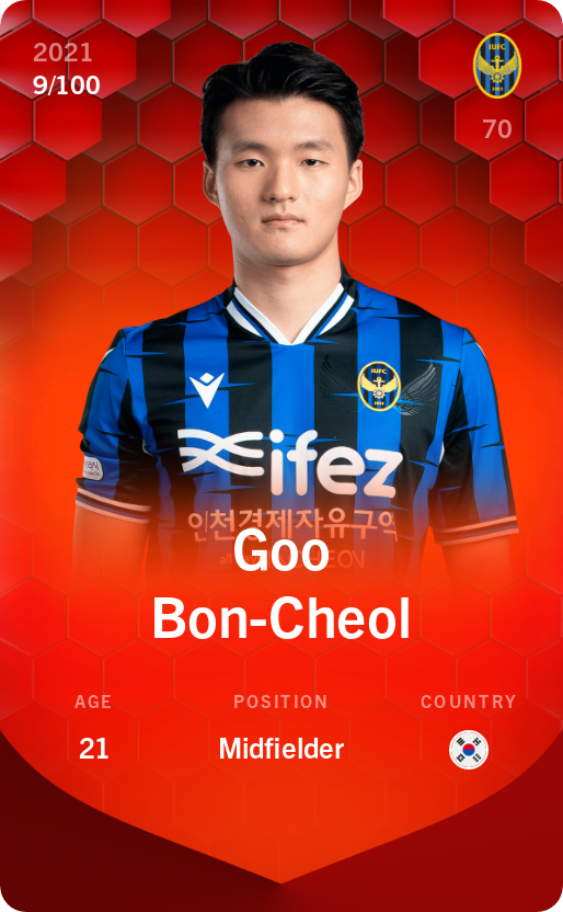 Sorare - Sorare Official - Goo Bon-Cheol 2021-22 • Rare 9/100 - NFT # 101389656198057216833023606076657048377279739212723634919430595838856388290638