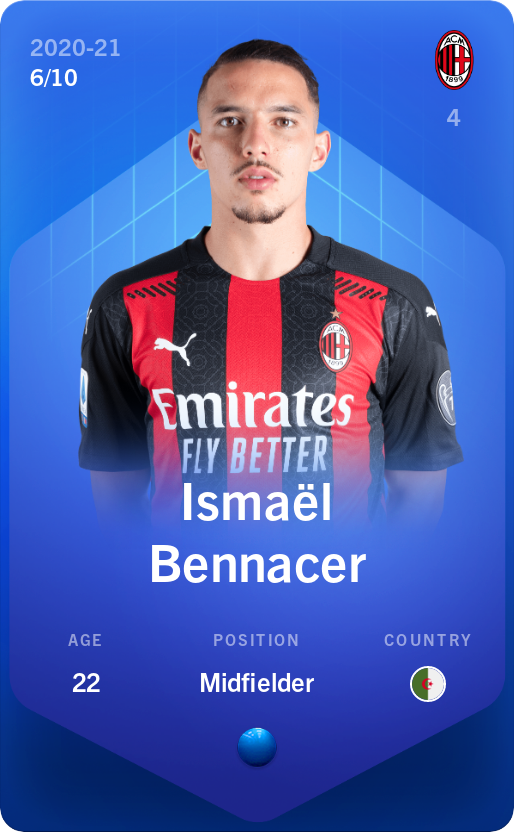 Sorare - Sorare Official - Ismael Bennacer 2020-21 • Super Rare 6/10 - NFT # 80873917778668966572907476652380462620733019845523141973565530813451684195331