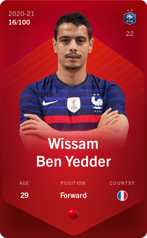 Sorare - Sorare Official - Wissam Ben Yedder 2020-21 • Rare 16/100 - NFT # 58331548352128925749108229383708835151799657400753905598646321628553284405065