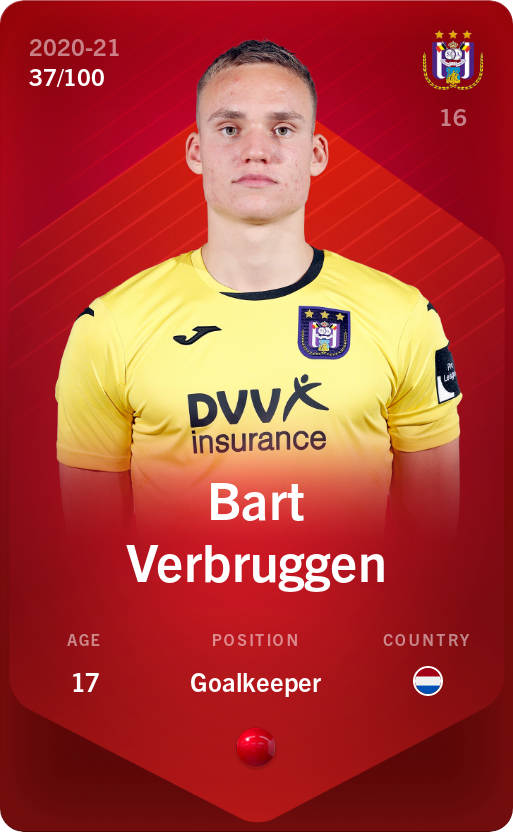 Sorare - Sorare Official - Bart Verbruggen 2020-21 • Rare 37/100 - NFT # 113915749381000749339342122841007216766043757033332682059574355017421643270960
