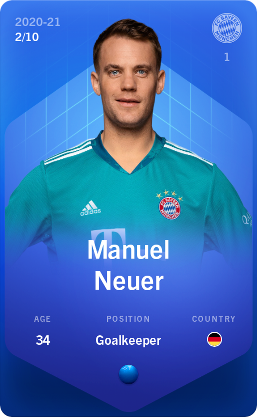 Sorare - Sorare Official - Manuel Neuer 2020-21 • Super Rare 2/10 - NFT # 84676229999294132366224287216213222509859718953453250024238476147207401045451