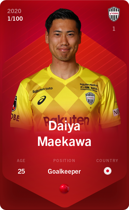 Sorare - Sorare Official - Daiya Maekawa 2020-21 • Rare 1/100 - NFT # 102958801445650326059931546413443078986298709465999646449383439788261948150105