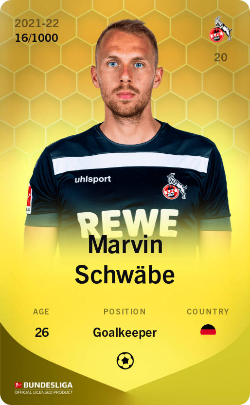 Sorare - Sorare Official - Marvin Schwäbe 2021-22 • Limited 16/1000 - NFT # 15105982841360837630624204048148454771861019726234488456372040185840461714973