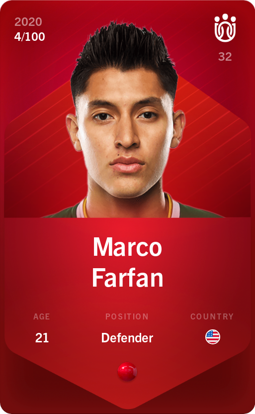 Sorare - Sorare Official - Marco Farfan 2020-21 • Rare 4/100 - NFT # 23617945083664288909173854761036430531586426133112091016554044399129185510681