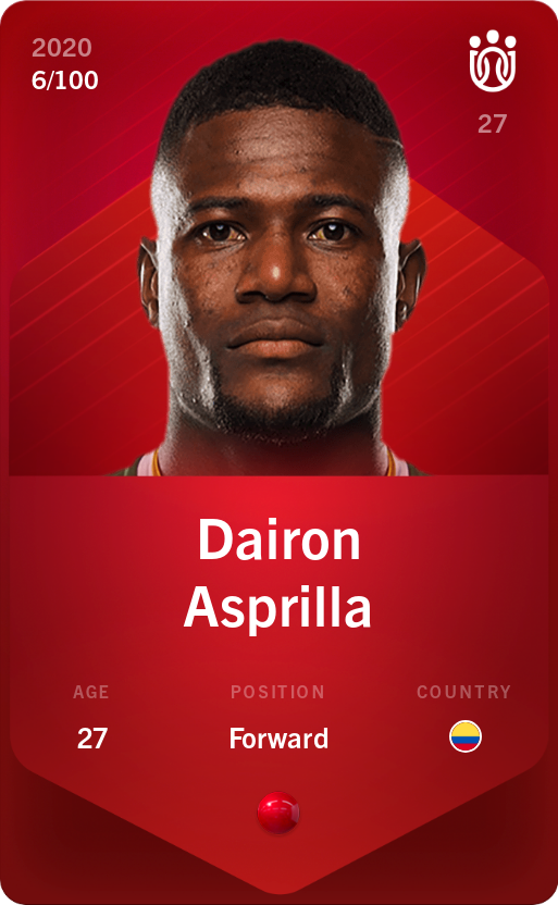 Sorare - Sorare Official - Dairon Asprilla 2020-21 • Rare 6/100 - NFT # 82795484553055705691162994898040948014907531862223800232809775966153420942043
