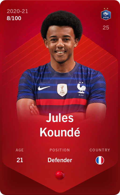 Sorare - Sorare Official - Jules Koundé 2020-21 • Rare 8/100 - NFT # 16905822831230019450831116440392996874908875991201184652831902967385805038134