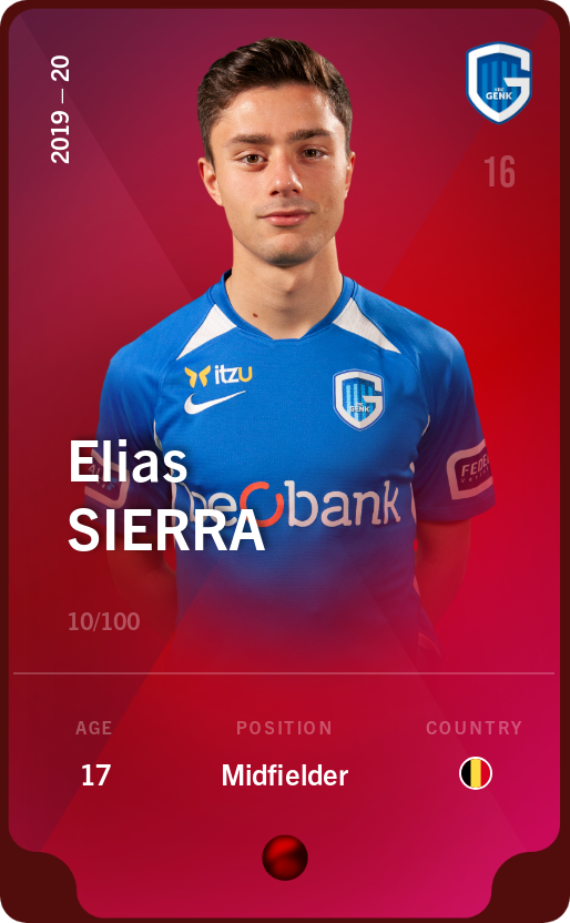Sorare - Sorare Official - Elias Sierra 2019-20 • Rare 10/100 - NFT # 56069091689186481756732352597438551396086372944023987040779671165094979336536