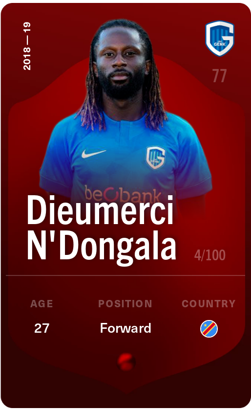 Sorare - Sorare Official - Dieumerci N'Dongala 2018-19 • Rare 4/100 - NFT # 37162857856587866780775598376053460240142633558026218317853900422597498006948