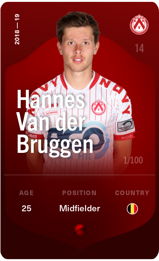 Sorare - Sorare Official - Hannes Van der Bruggen 2018-19 • Rare 1/100 - NFT # 7408892966649821288470409016716965173975486283980427200927688454598853955464