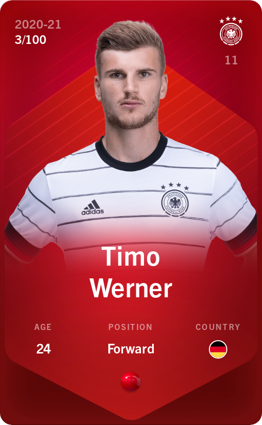Sorare - Sorare Official - Timo Werner 2020-21 • Rare 3/100 - NFT # 84600976323922888497039794793861511861273257494335308085625148468259820804822