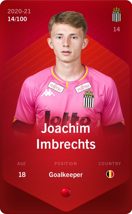 Sorare - Sorare Official - Joachim Imbrechts 2020-21 • Rare 14/100 - NFT # 115733071159283615124344736037211449507598858968150985328083517112163800839416
