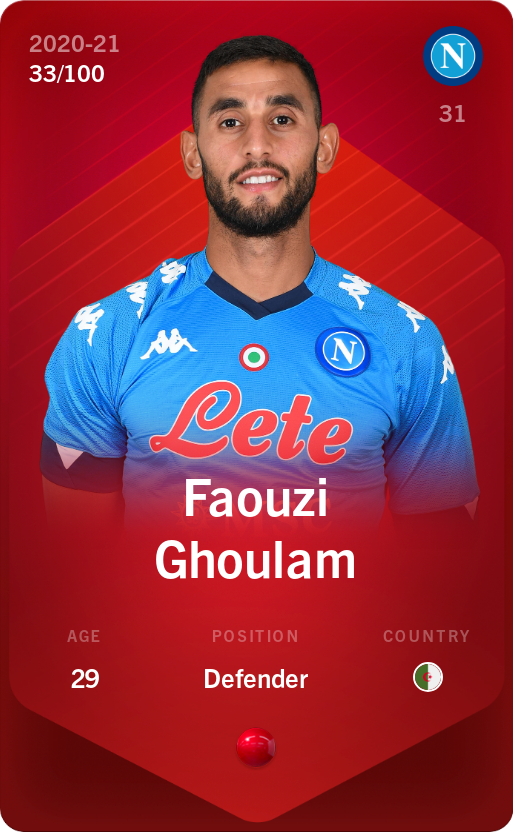 Sorare - Sorare Official - Faouzi Ghoulam 2020-21 • Rare 33/100 - NFT # 44056628422197453312858650445631328386248417627651503327976212403953632785556