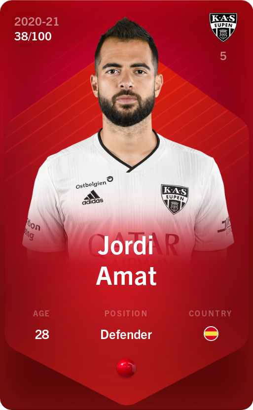 Sorare - Sorare Official - Jordi Amat 2020-21 • Rare 38/100 - NFT # 66333055626648241968323214420996227871158495350397047011559578321548853427462