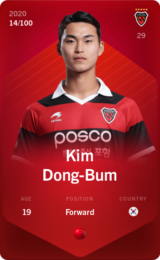 Sorare - Sorare Official - Kim Dong-Bum 2020-21 • Rare 14/100 - NFT # 9728560833525427819412909095766685944001093207833473631095030130962036940487