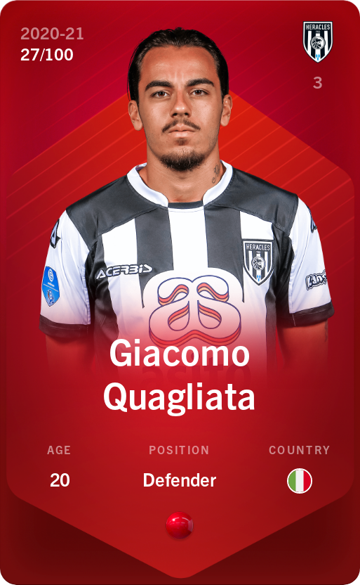 Sorare - Sorare Official - Giacomo Quagliata 2020-21 • Rare 27/100 - NFT # 56964549644831777501956820109810928017869943410799894896040785171103738258525