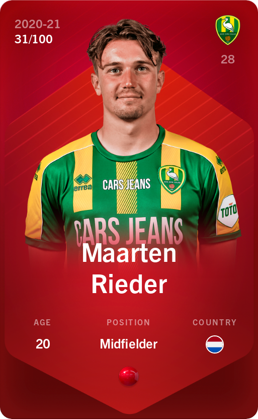Sorare - Sorare Official - Maarten Rieder 2020-21 • Rare 31/100 - NFT # 92188096814947056306316421921719598114804413721078271953724416768651480875548