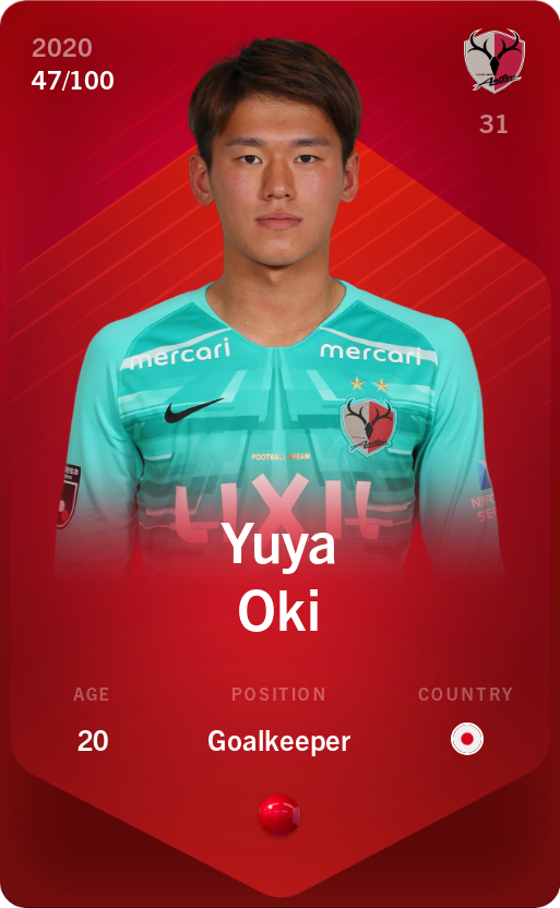 Sorare - Sorare Official - Yuya Oki 2020-21 • Rare 47/100 - NFT # 76120729764781843773857070478375686621138969638360172518433476071264069976439