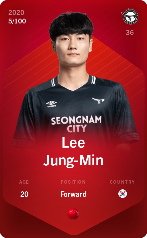 Sorare - Sorare Official - Lee Jung-Min 2020-21 • Rare 5/100 - NFT # 30009944704500857534311304669190111163359169934532841274064056827891074793974