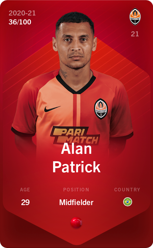 Sorare - Sorare Official - Alan Patrick 2020-21 • Rare 36/100 - NFT # 37917118295704580759227183515910282730155689926516525309745637413788620769524