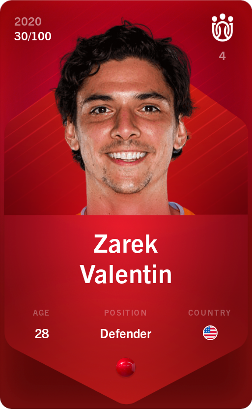 Sorare - Sorare Official - Zarek Valentin 2020-21 • Rare 30/100 - NFT # 105249691008569962070722416061750158300911717815609264974235219759917782149942