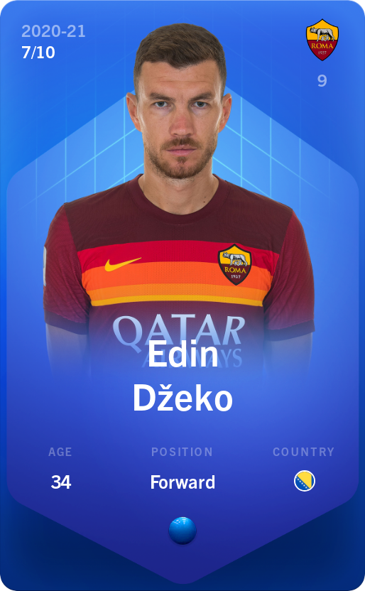 Sorare - Sorare Official - Edin Džeko 2020-21 • Super Rare 7/10 - NFT # 17088993087232509797858084463383343496511462582887849152308897357638136137078