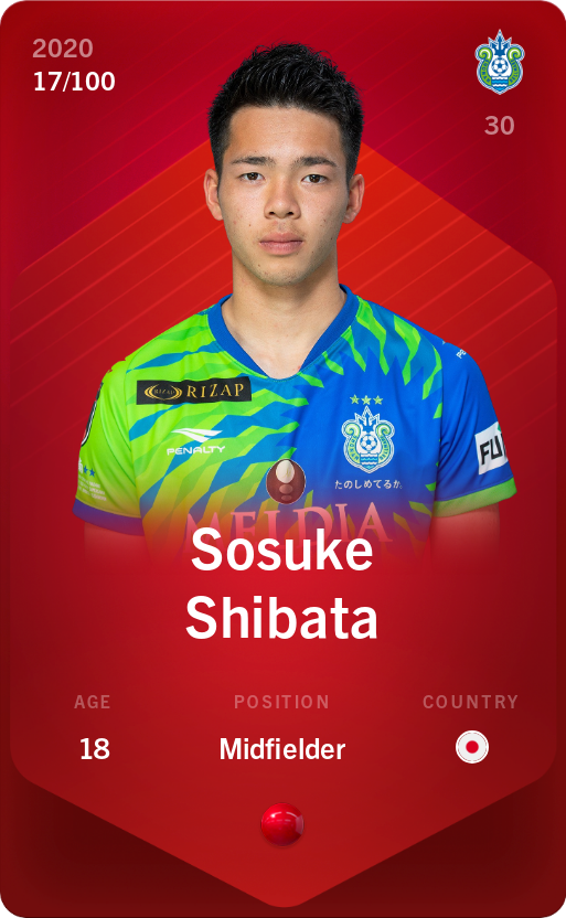 Sorare - Sorare Official - Sosuke Shibata 2020-21 • Rare 17/100 - NFT # 24226619227642749431541627690001593081402966195202221417264057588530473847997