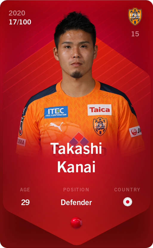 Sorare - Sorare Official - Takashi Kanai 2020-21 • Rare 17/100 - NFT # 39396693475047689816914382131371376518426345218349318485302300248259991010314