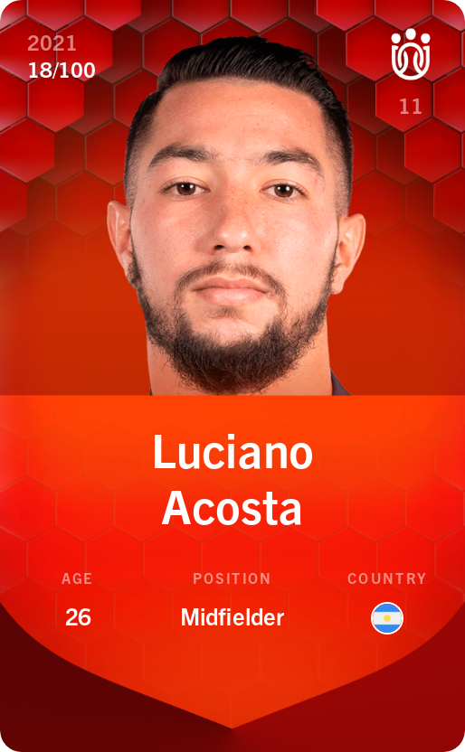 Sorare - Sorare Official - Luciano Acosta 2021-22 • Rare 18/100 - NFT # 102087450470009189146363667950585649907784091204051507855761103321227999285048