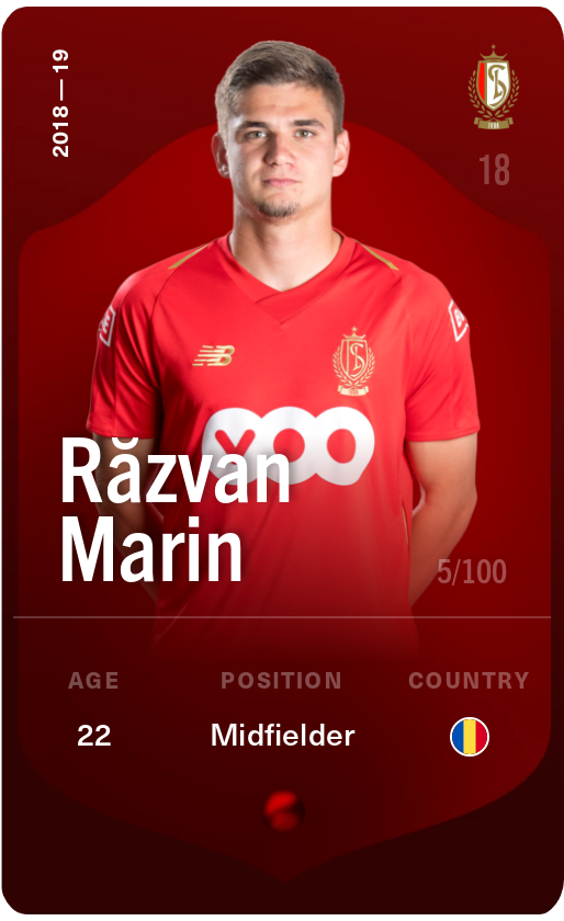 Sorare - Sorare Official - Răzvan Marin 2018-19 • Rare 5/100 - NFT # 76338120436172848133854360795061181027663028635818969231923528085815525575429