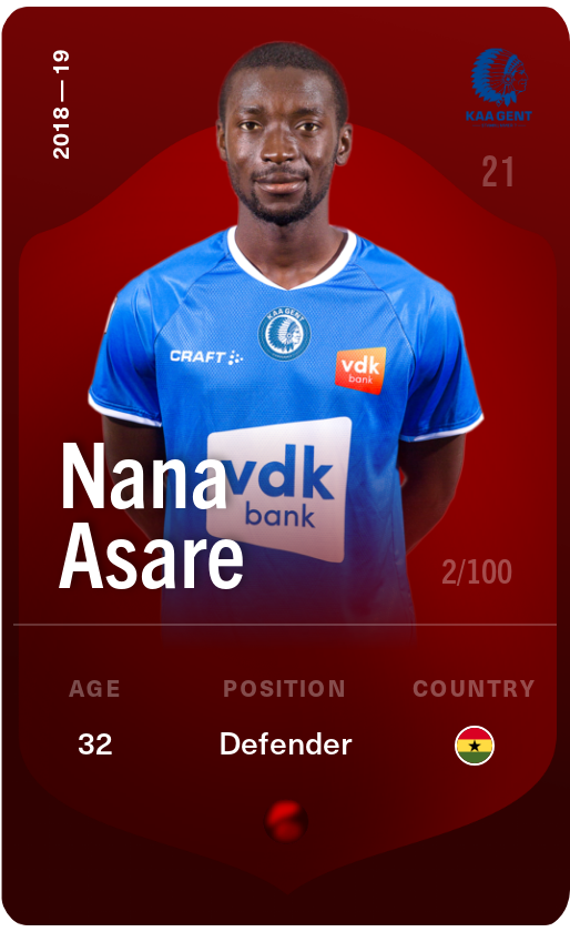 Sorare - Sorare Official - Nana Asare 2018-19 • Rare 2/100 - NFT # 17546337957334149245918086906803442637226657971901650126438219494109077153038