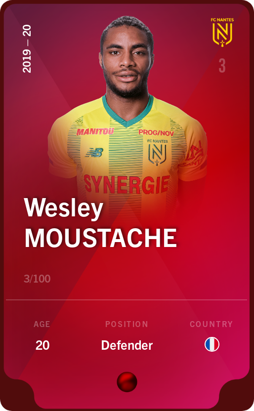Sorare - Sorare Official - Wesley Moustache 2019-20 • Rare 3/100 - NFT # 21043875674640837157805501635355730547836638967549925105432560568934190183160