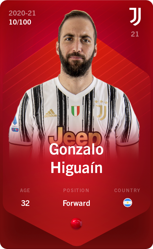 Sorare - Sorare Official - Gonzalo Higuaín 2020-21 • Rare 10/100 - NFT # 74771619175592767795853164846205594448067602467987275809003478156493011975478