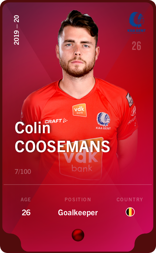 Sorare - Sorare Official - Colin Coosemans 2019-20 • Rare 7/100 - NFT # 83559015268016150768399976321043549666403552268284873575799627480437866866161