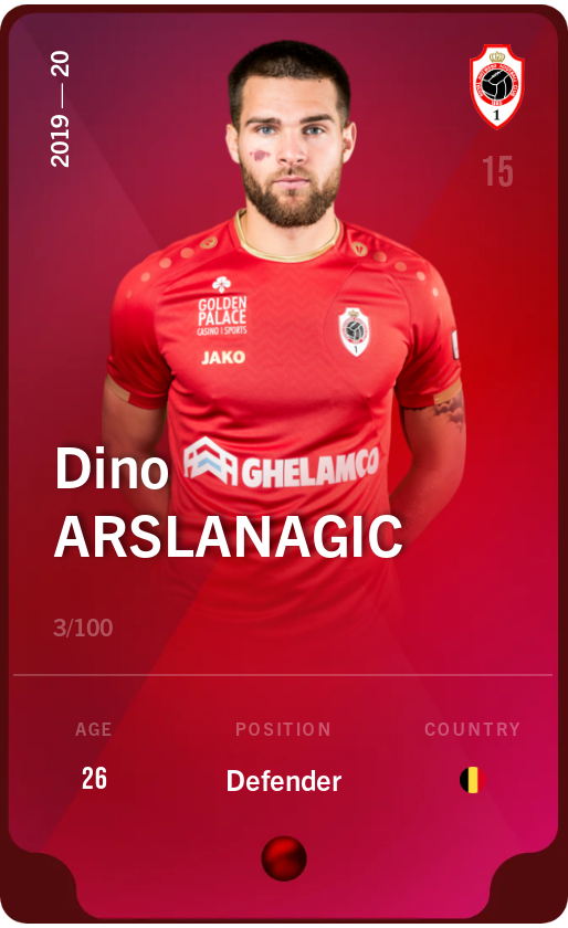 Sorare - Sorare Official - Dino Arslanagic 2019-20 • Rare 3/100 - NFT # 2678044551090863330242989355061963943924801959801582986463119831518558067650