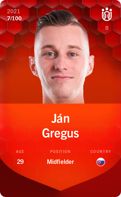 Sorare - Sorare Official - Ján Gregus 2021-22 • Rare 7/100 - NFT # 10957906114675721849242011866911165011065464897052802475047741160815654698866