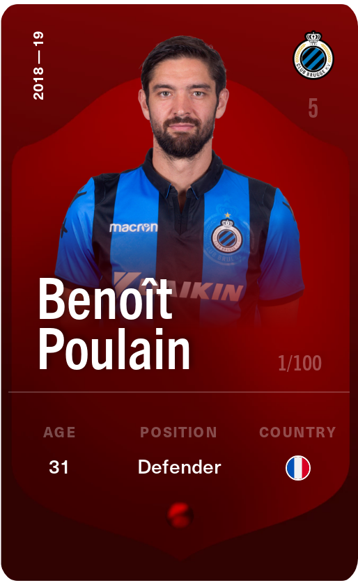 Sorare - Sorare Official - Benoît Poulain 2018-19 • Rare 1/100 - NFT # 29638590792729462663885235402100096758172610848565386455753095507478212651147