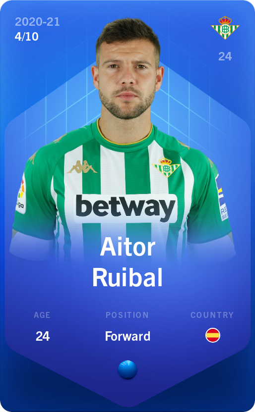 Sorare - Sorare Official - Aitor Ruibal 2020-21 • Super Rare 4/10 - NFT # 65400543675262219199700677854287208505276069440457041232483912524001264376553