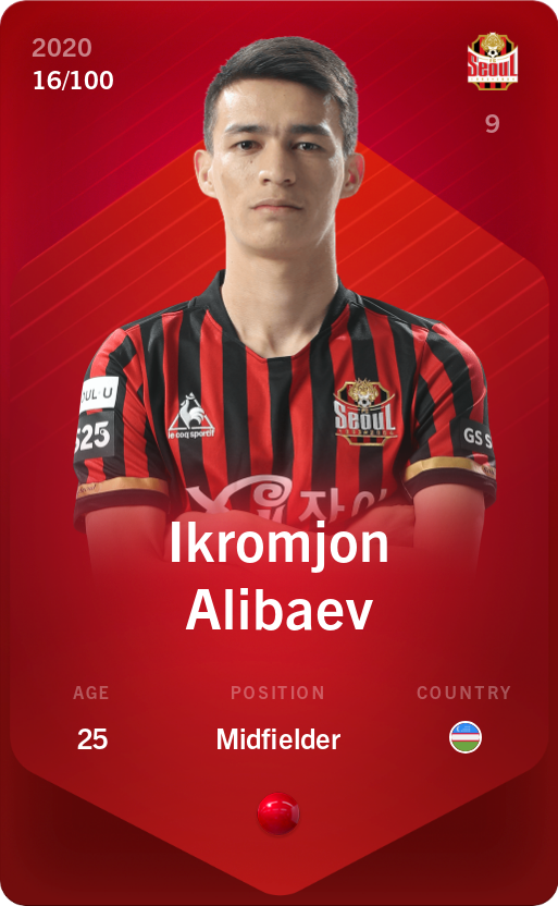 Sorare - Sorare Official - Ikromjon Alibaev 2020-21 • Rare 16/100 - NFT # 56852380024997485516633896143904916919658281634910714420514732943819939502834