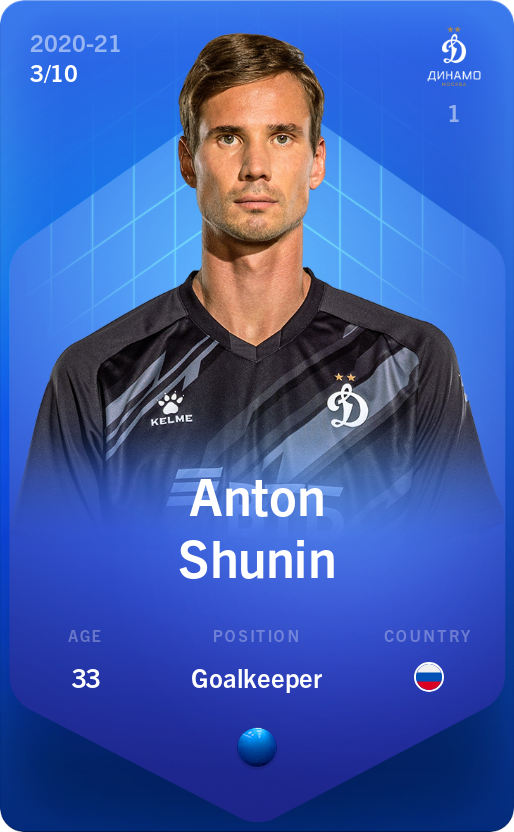 Sorare - Sorare Official - Anton Shunin 2020-21 • Super Rare 3/10 - NFT # 14398960298127681586415343687257884667246135424942774052124801442030369297307