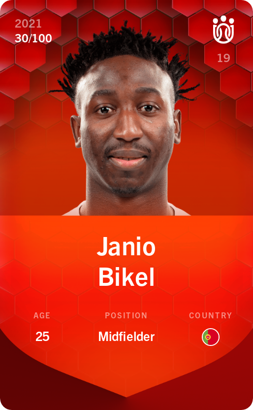Sorare - Sorare Official - Janio Bikel 2021-22 • Rare 30/100 - NFT # 14939627839449094005936382304877928090188401652315891160952721547262961680575