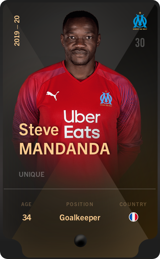 Sorare - Sorare Official - Steve Mandanda 2019-20 • Unique - NFT # 38721465528505699064858699033133960038864217421814426108405974260494144928361