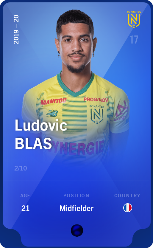 Sorare - Sorare Official - Ludovic Blas 2019-20 • Super Rare 2/10 - NFT # 36118375100875316805651602985429328807704352473341239081187156084255793262280