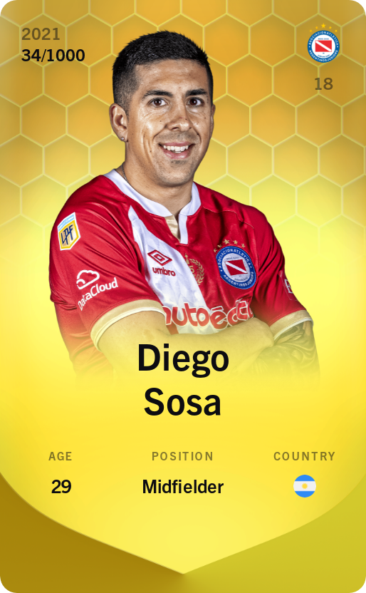 Sorare - Sorare Official - Diego Sosa 2021-22 • Limited 34/1000 - NFT # 68271868099420931464039443278411648511720667957026079711224868646494391885389