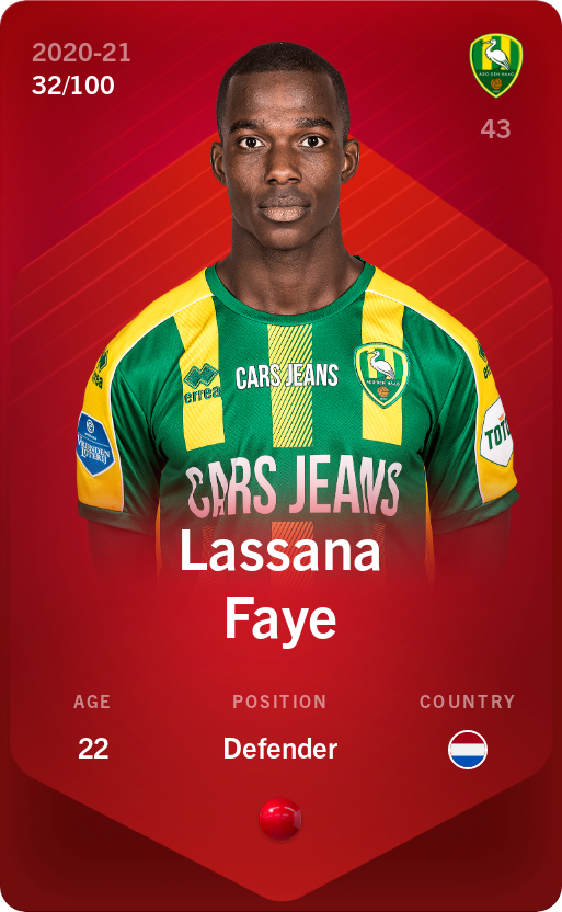 Sorare - Sorare Official - Lassana Faye 2020-21 • Rare 32/100 - NFT # 97246372521312535722406683625805057747130874857693440875068414209963397074933