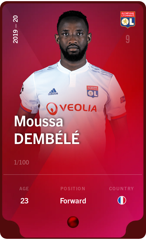 Sorare - Sorare Official - Moussa Dembélé 2019-20 • Rare 1/100 - NFT # 57538919060877523511155862397931503692156584764664207744586484623974564793711