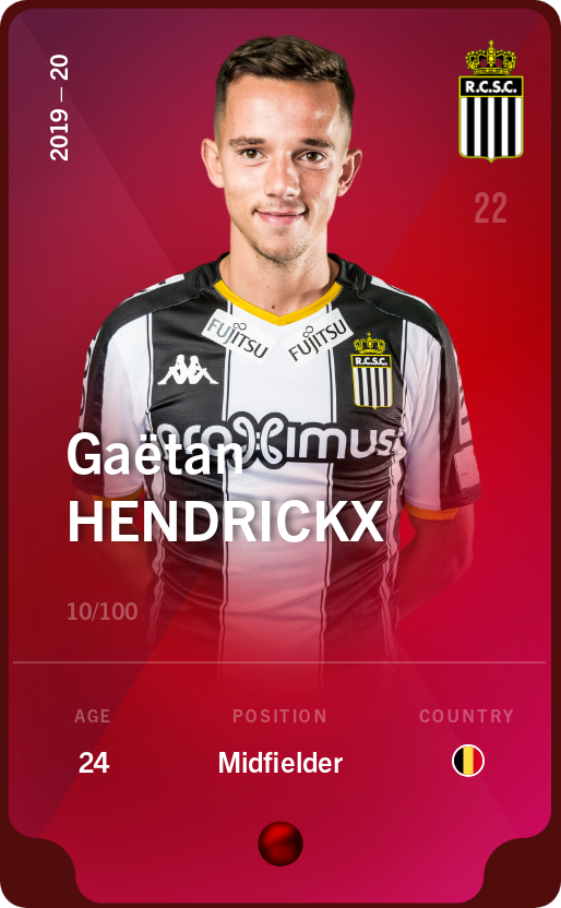 Sorare - Sorare Official - Gaëtan Hendrickx 2019-20 • Rare 10/100 - NFT # 100590537190123916143202491562158932066384292724998267343870503221720922177119