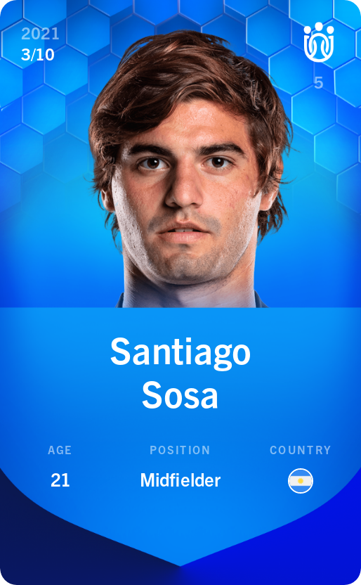 Sorare - Sorare Official - Santiago Sosa 2021-22 • Super Rare 3/10 - NFT # 11487543407458630321685265100595244629365379997388428923214306902784197136258