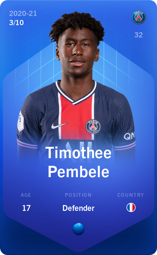 Sorare - Sorare Official - Timothee Pembele 2020-21 • Super Rare 3/10 - NFT # 61821491593745226161637249861579404769200072594425548730535313204840841904515