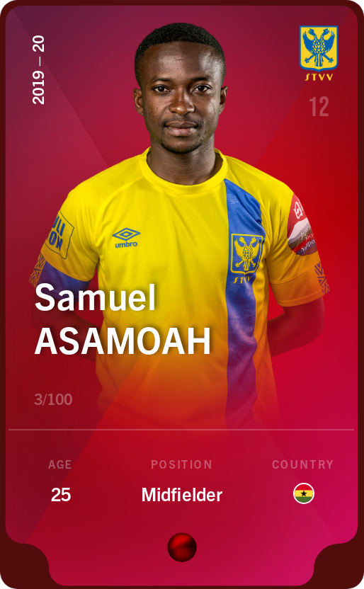 Sorare - Sorare Official - Samuel Asamoah 2019-20 • Rare 3/100 - NFT # 86232602070302029785681673444452649168389075922142172130709635852618373020131